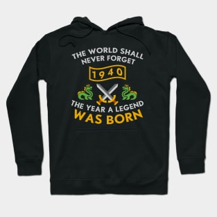 1940 The Year A Legend Was Born Dragons and Swords Design (Light) Hoodie